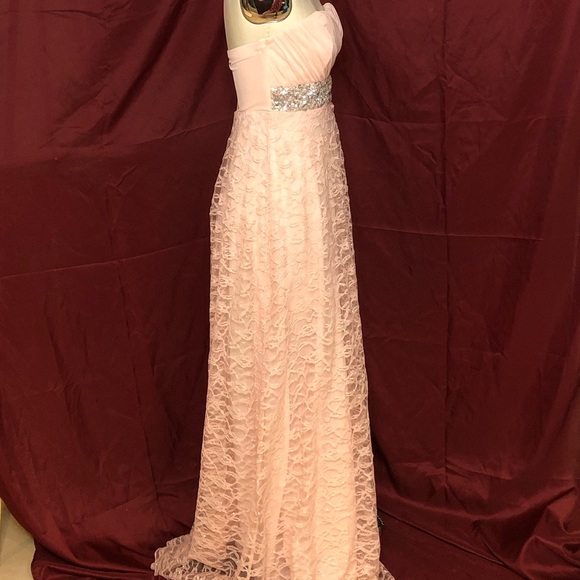 mymichelle Strapless Peach Formal Gown, Size 7 - Picture 3 of 11